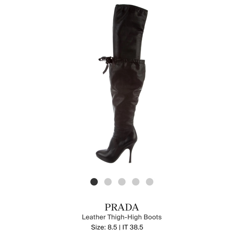 Prada thigh high lamb skin boots